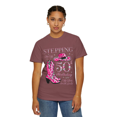 50th Birthday Cowgirl T-Shirt | Unisex Garment-Dyed Tee