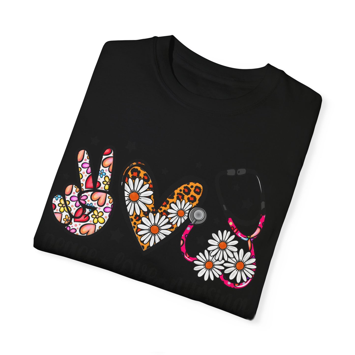 Peace Love Nursing T-Shirt - Unisex Garment-Dyed Tee for Nurses