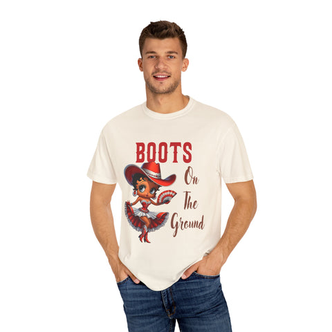 Boots On The Ground Unisex Garment-Dyed T-Shirt - Fun Western Style Tee for Festival Season