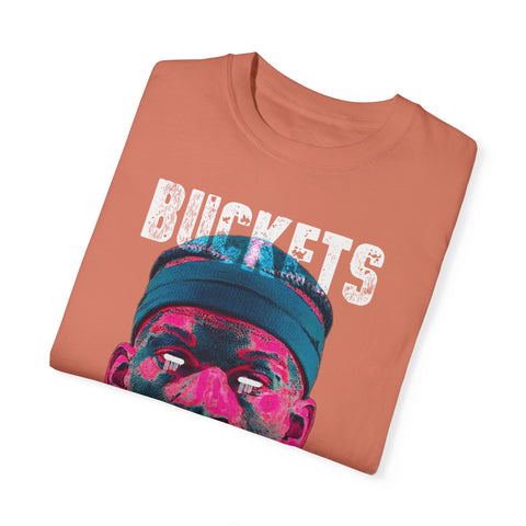 Unisex Garment-Dyed T-Shirt - Retro Sports Graphic "BUCKETS"