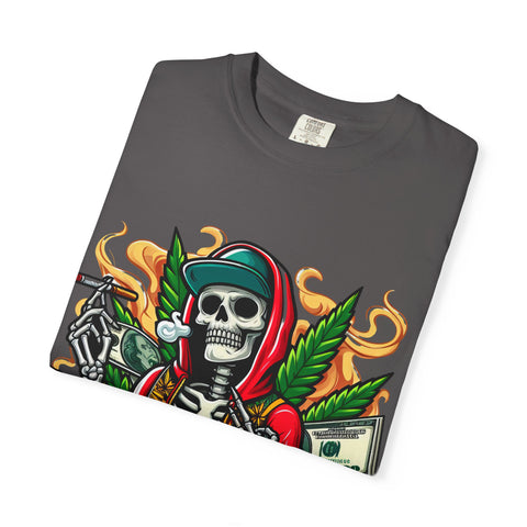 High AF Unisex Garment-Dyed T-Shirt – Bold Skeleton Design for Chill Vibes