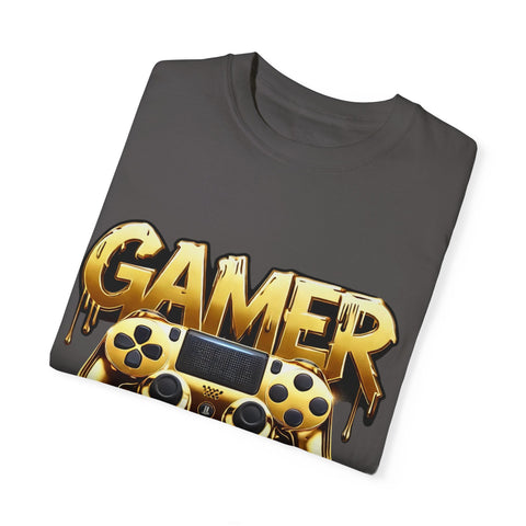Gamer Gold Drip T-Shirt – Unisex Garment-Dyed Tee for Gaming Enthusiasts