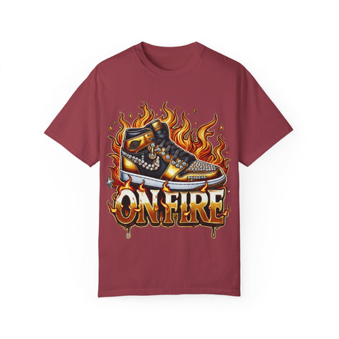 Unisex Garment-Dyed T-Shirt - 'On Fire' Graphic Tee for Sneaker Enthusiasts