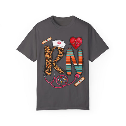 RN Nurse Graphic T-Shirt - Cute Leopard Print Design for Healthcare Workers
