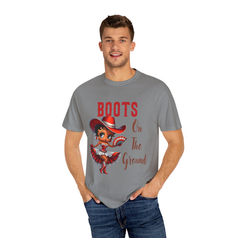 Boots On The Ground Unisex Garment-Dyed T-Shirt - Fun Western Style Tee for Festival Season