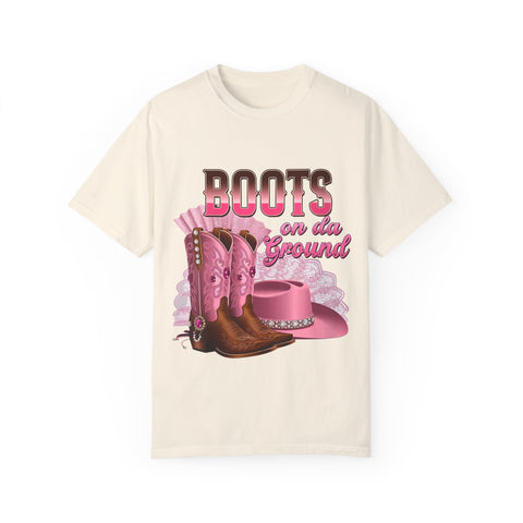 Unisex Garment-Dyed T-shirt - "Boots on the Ground" Country Style Tee