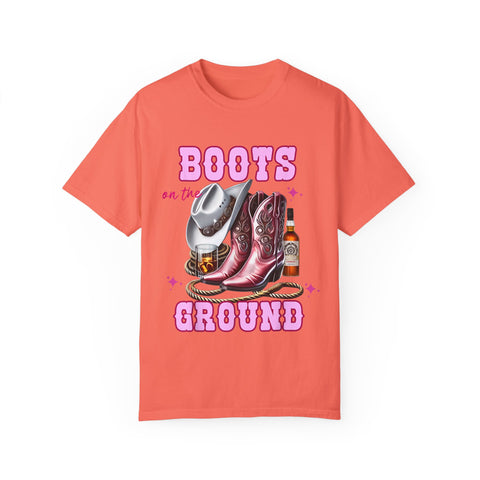 Unisex Garment-Dyed T-shirt - "Boots on the Ground" Country Vibe Tee