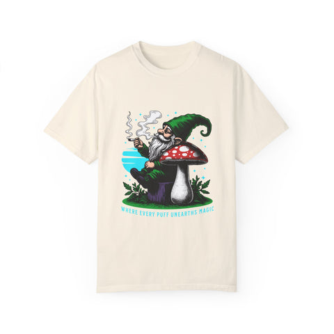 Magic Gnome T-shirt - Where Every Puff Unearths Magic | Unisex Garment-Dyed Tee for Nature Lovers