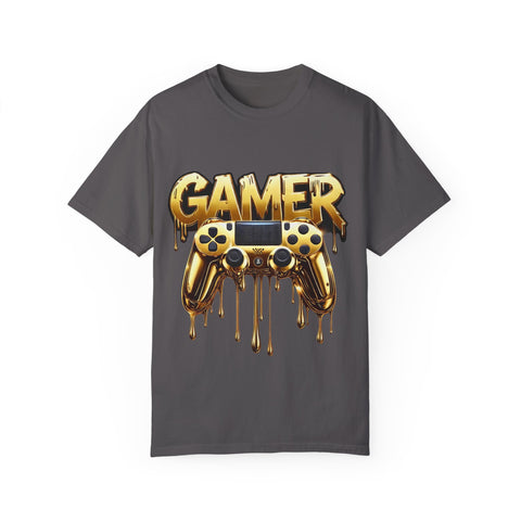 Gamer Gold Drip T-Shirt – Unisex Garment-Dyed Tee for Gaming Enthusiasts
