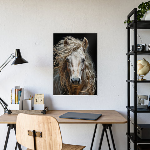 Majestic White Horse Gloss Poster - Inspirational Wall Art for Animal Lovers