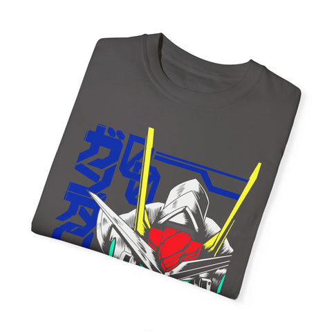 Anime-Inspired Unisex Garment-Dyed T-Shirt - Mecha Design