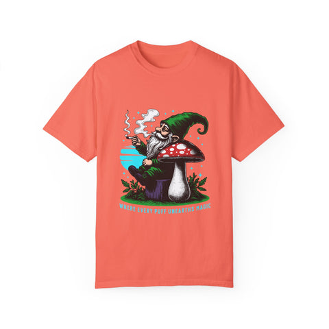 Magic Gnome T-shirt - Where Every Puff Unearths Magic | Unisex Garment-Dyed Tee for Nature Lovers