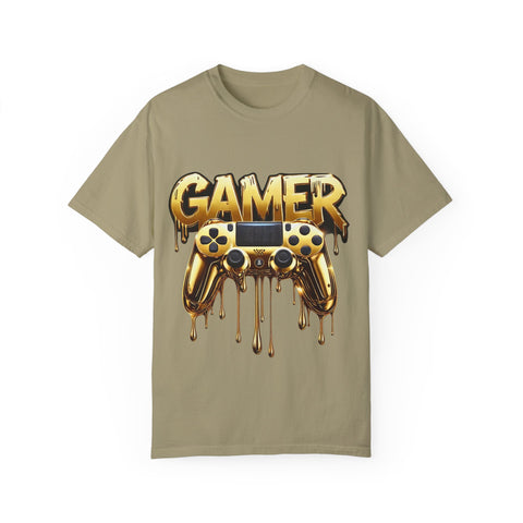 Gamer Gold Drip T-Shirt – Unisex Garment-Dyed Tee for Gaming Enthusiasts