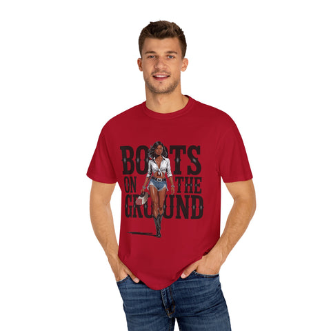 Unisex Garment-Dyed T-shirt - 'Boots on the Ground' Graphic Tee