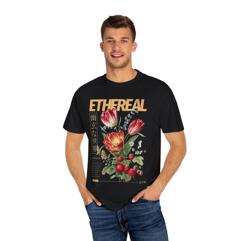 Ethereal Floral Unisex Garment-Dyed T-Shirt