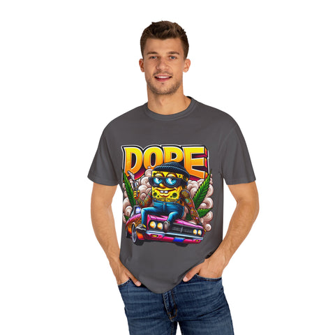 Unisex Garment-Dyed T-Shirt - Cool Cartoon ‘DOPE’ Design