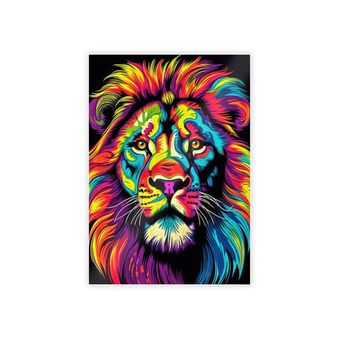 Vibrant Lion Gloss Poster - Colorful Wall Art for Animal Lovers