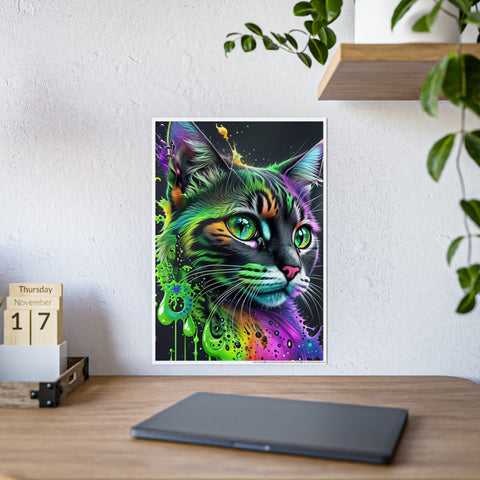 Vibrant Cat Gloss Poster - Colorful Art Print for Cat Lovers