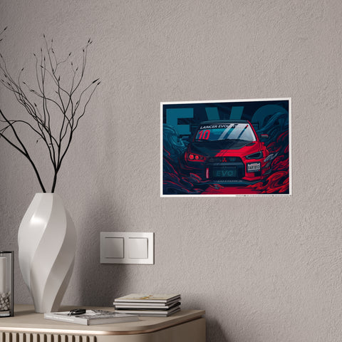 Lancer Evolution Gloss Poster - Retro Car Artwork for Auto Enthusiasts