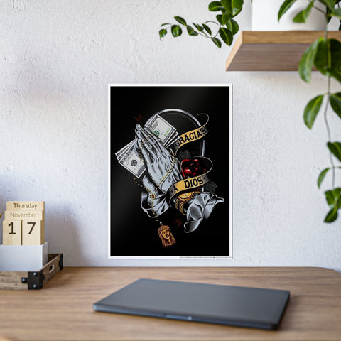 Glossy Prayer Art Poster - "Gracias Dios" Wall Decor