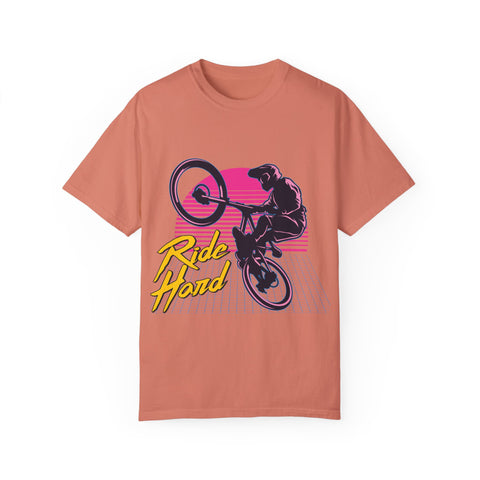 Ride Hard Unisex Garment-Dyed T-Shirt - Perfect for Cyclists & Outdoor Enthusiasts