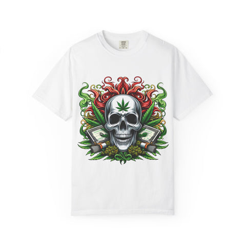 Unisex Skull & Cannabis Graphic T-Shirt - Edgy Streetwear Style