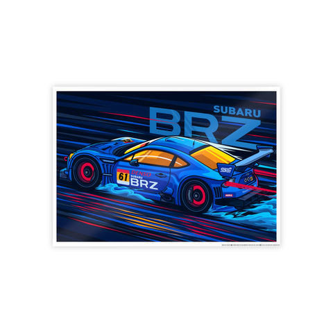Subaru BRZ Gloss Poster - Colorful Racing Art for Car Enthusiasts