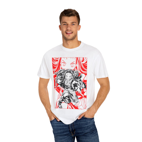 Anime-Inspired Unisex Garment-Dyed T-Shirt - Bold Character Design
