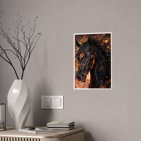 Fiery Horse Gloss Poster - Elegant Wall Art for Equestrian Lovers