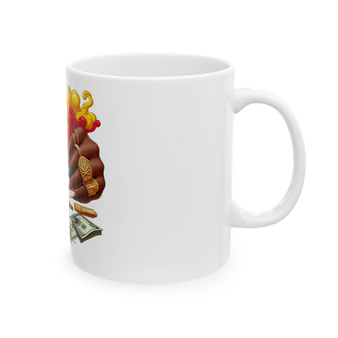 Vibrant Hands & Money Ceramic Mug – Unique 11oz & 15oz Coffee Cup