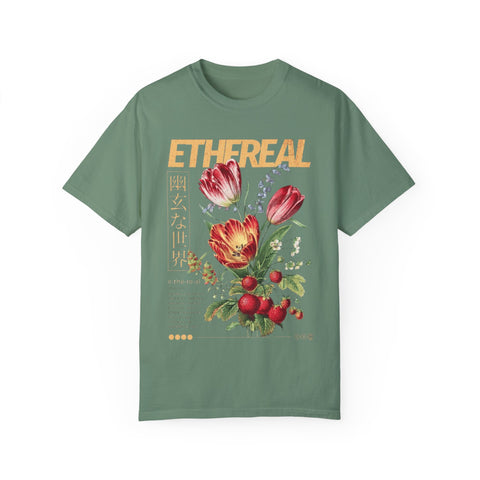 Ethereal Floral Unisex Garment-Dyed T-Shirt