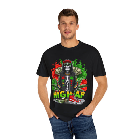 High AF Unisex Garment-Dyed T-Shirt - Fun & Edgy Style for Cannabis Enthusiasts
