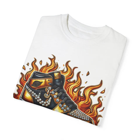 Unisex Garment-Dyed T-Shirt - 'On Fire' Graphic Tee for Sneaker Enthusiasts