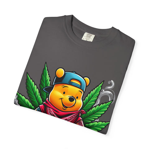 Hipster Bear T-Shirt - Unisex Garment-Dyed Tee with Cannabis Design