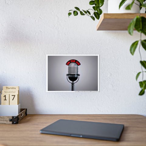 Retro Microphone Wall Art Poster - 'On The Air' Decor for Music Lovers