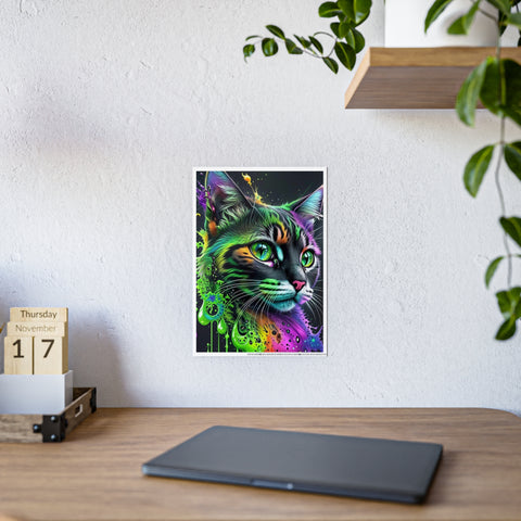 Vibrant Cat Gloss Poster - Colorful Art Print for Cat Lovers