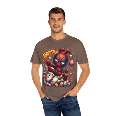 Funny Deadpool Easter T-Shirt - Unisex Garment-Dyed Tee for Comic Fans