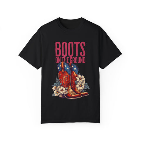 Vintage Western Boots Graphic T-Shirt - "Boots on the Ground"