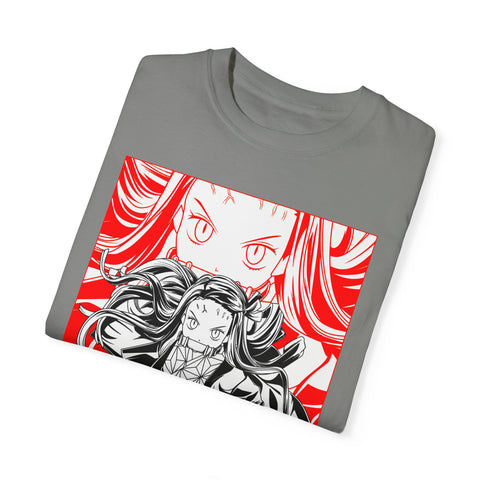 Anime-Inspired Unisex Garment-Dyed T-Shirt - Bold Character Design