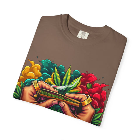 Vibrant Cannabis Lover's T-Shirt - Unisex, Garment-Dyed with Artistic Design