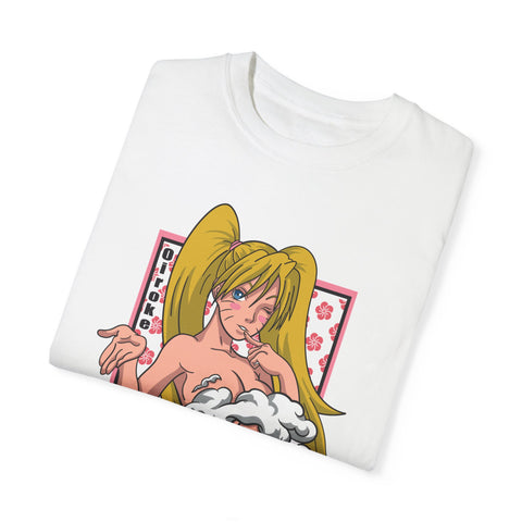 Anime-Inspired Unisex Garment-Dyed T-Shirt - Playful Manga Design