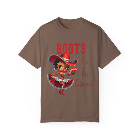Boots On The Ground Unisex Garment-Dyed T-Shirt - Fun Western Style Tee for Festival Season