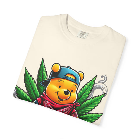 Hipster Bear T-Shirt - Unisex Garment-Dyed Tee with Cannabis Design
