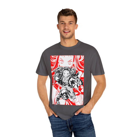 Anime-Inspired Unisex Garment-Dyed T-Shirt - Bold Character Design