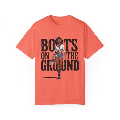 Unisex Garment-Dyed T-shirt - 'Boots on the Ground' Graphic Tee