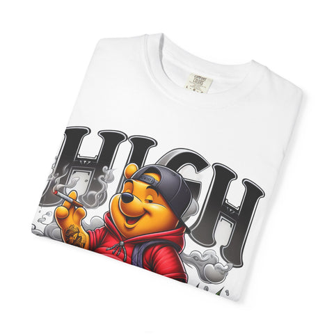 High Vibes Unisex Garment-Dyed T-shirt with Cartoon Bear Design