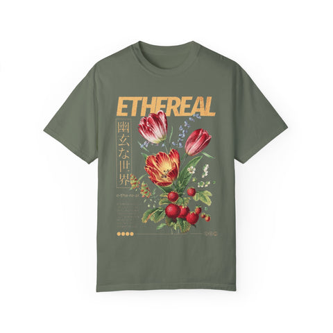 Ethereal Floral Unisex Garment-Dyed T-Shirt