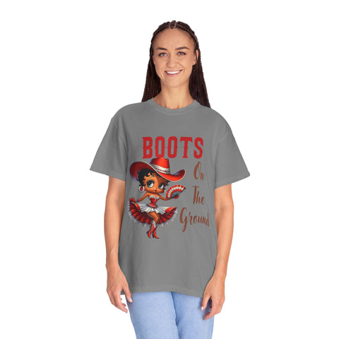 Boots On The Ground Unisex Garment-Dyed T-Shirt - Fun Western Style Tee for Festival Season