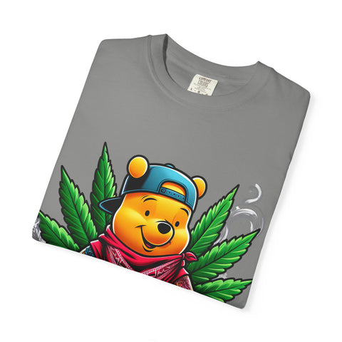Hipster Bear T-Shirt - Unisex Garment-Dyed Tee with Cannabis Design