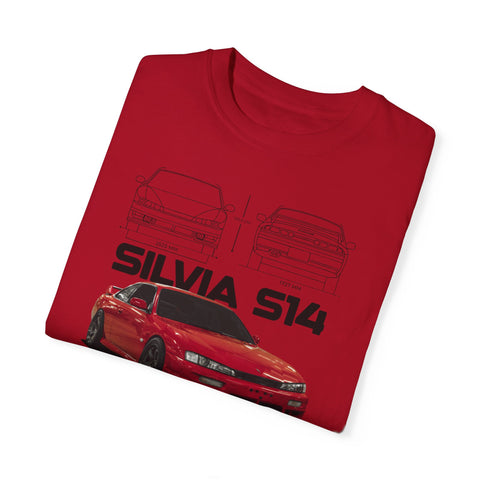 Retro Car Art Unisex Garment-Dyed T-shirt - SILVIA 514 Graphic Tee